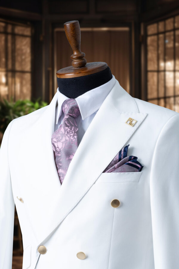 Exotic White Double Breasted Suit - Image 3