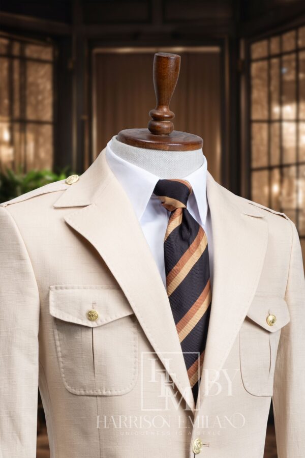 Biege Linen Safari Suit - Image 2
