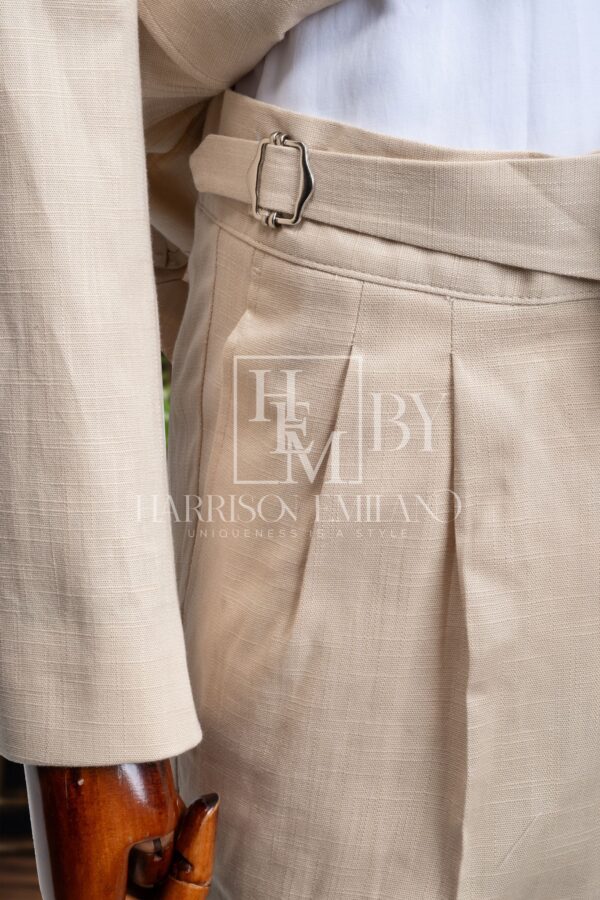Biege Linen Safari Suit - Image 3