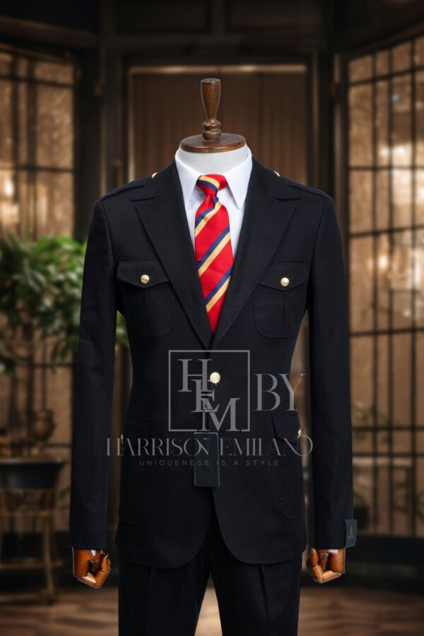Black Linen Safari Suit