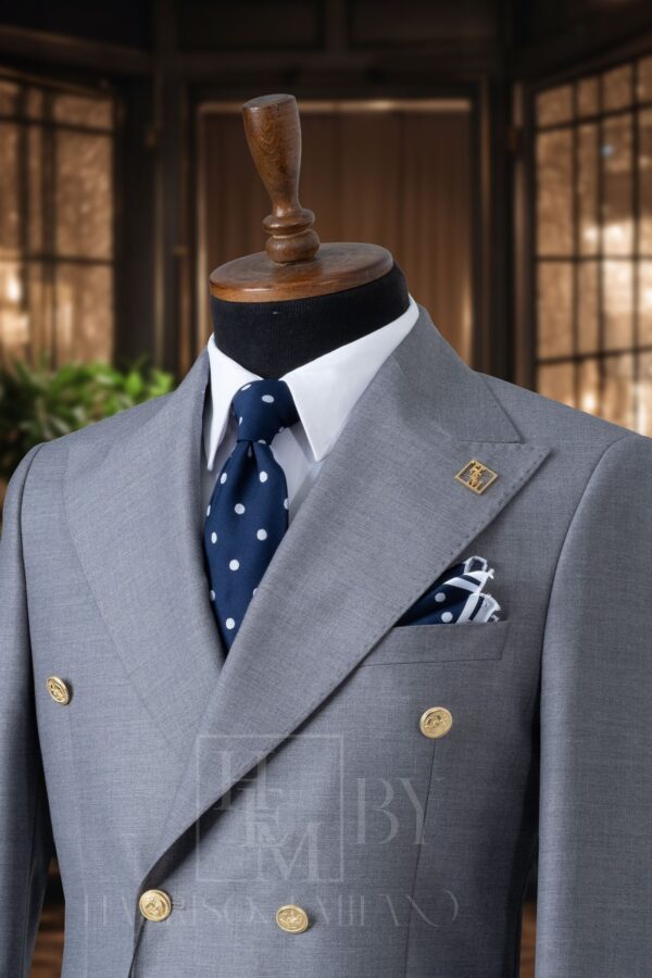 Ash Grey Double Breasted Suit - Image 2