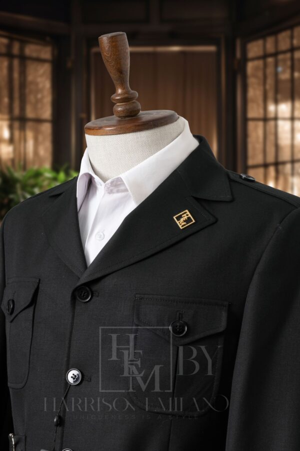 Black Linen Safari Suit