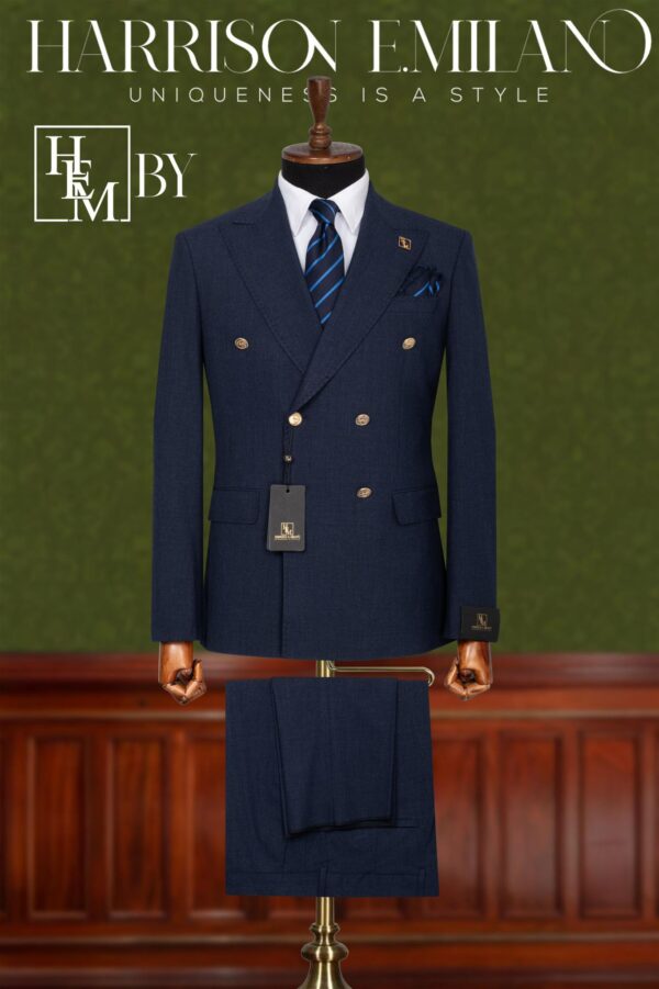 Navy Blue Double Breasted Men's Suit