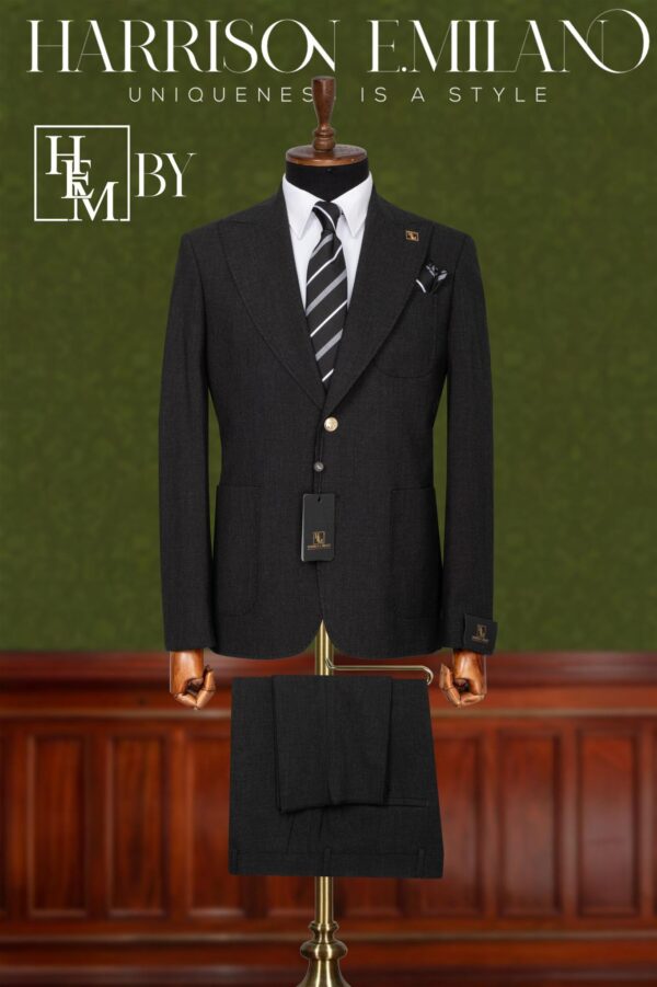 Slate Black 2 Piece Single Breasted Mens Suit