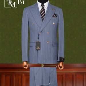 Light Grey Double Breasted Chalk Stripe Suit