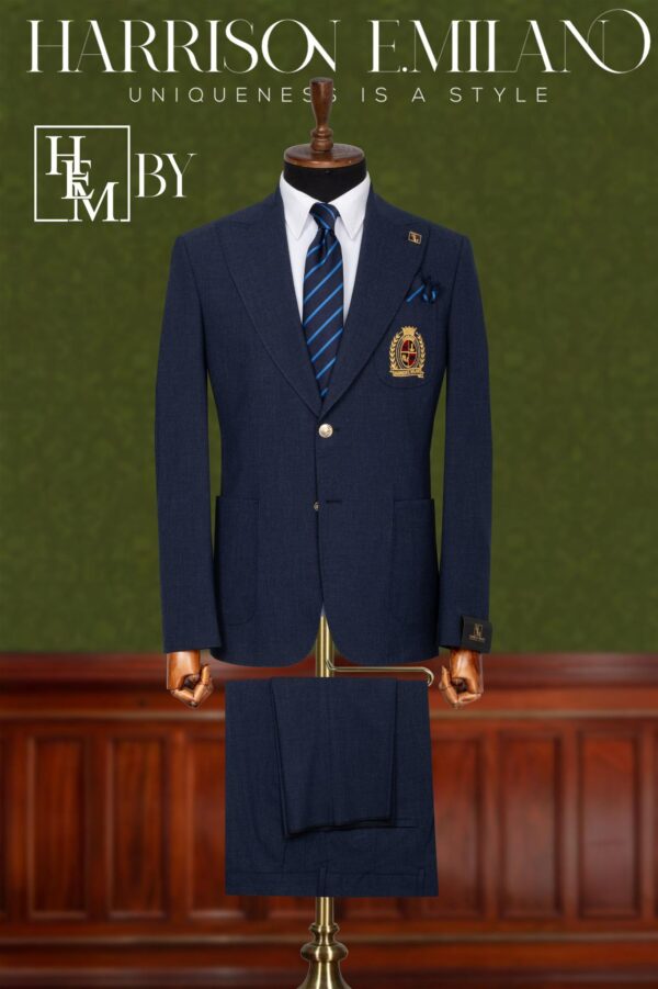 Royal Navy Crest-Embroidered Mens Suit
